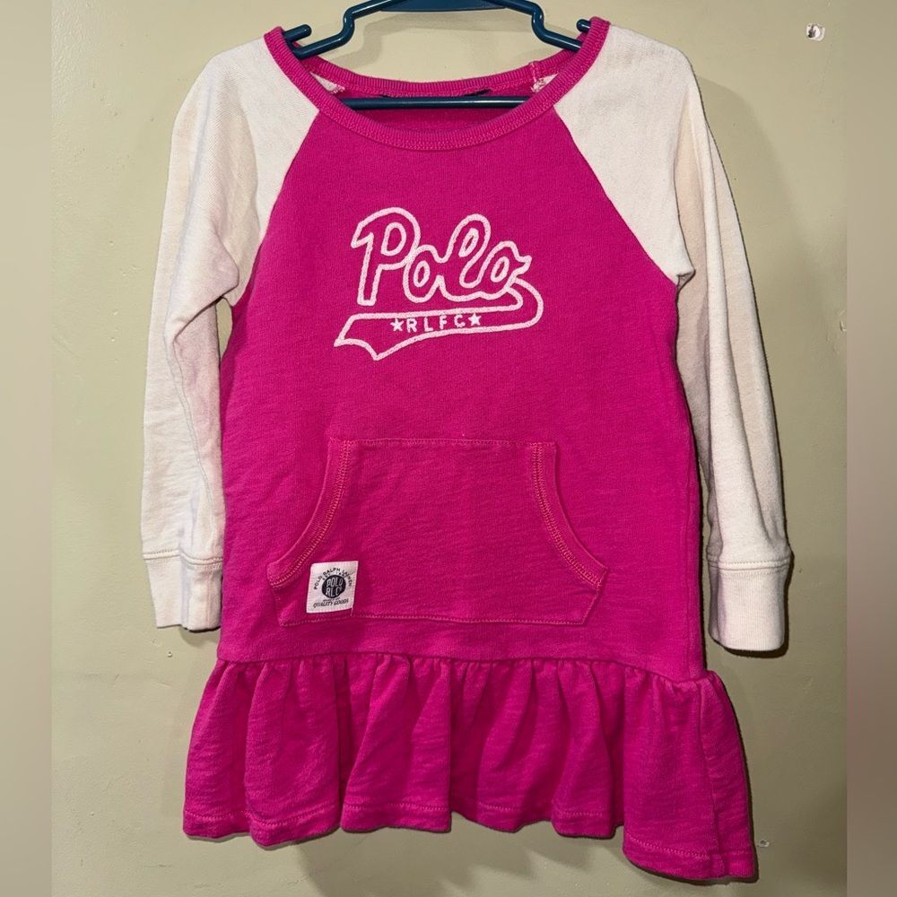 Polo by Ralph Lauren Kids Pink and White Long Sleeve dress